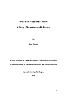 Pressure Groups Under MMP