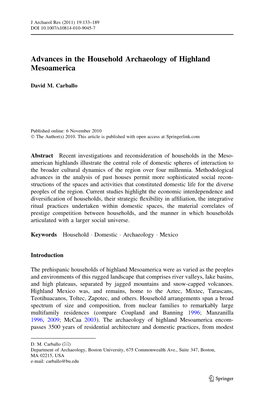 Advances in the Household Archaeology of Highland Mesoamerica