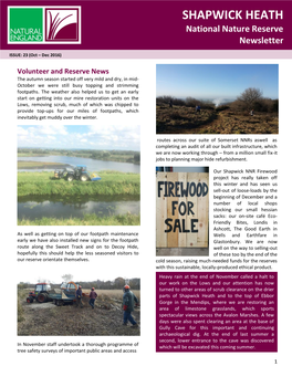 SHAPWICK HEATH Shapwicknational HEATH Nature Reserve National Nature Reservenewsletter Newsletter