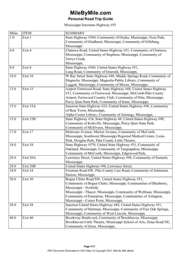 Milebymile.Com Personal Road Trip Guide Mississippi Interstate Highway #55