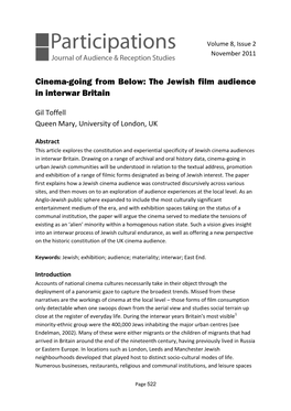 The Jewish Film Audience in Interwar Britain