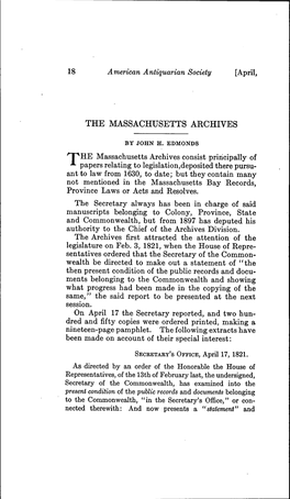 The Massachusetts Archives