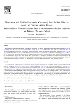 Musteloids and Feloids (Mammalia, Carnivora) from the Late Miocene