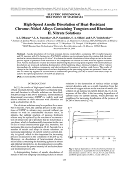 High-Speed Anodic Dissolution of Heat-Resistant Chrome-Nickel