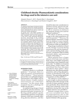 Childhood Obesity: Pharmacokinetic Considerations for Drugs Used in the Intensive Care Unit