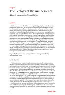 The Ecology of Bioluminescence Aditya Srivastava and Kalpna Katiyar