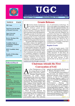 Newsletter of University Grants Commission (UGC), Nepal Volume 5, Issue 1 (Shrawan/Bhadra, 2073) 2016