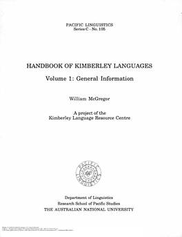 Handbook of Kimberley Languages. Vol. I: General Information