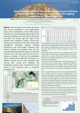 Reintroduction of the Griffon Vulture (Gyps Fulvus) in Kresna Gorge, Southwest Bulgaria – Results from the Ongoing Establishment Phase 2010-2020