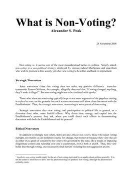 What Is Non-Voting? Alexander S