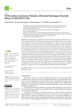 Orthosiphon Stamineus Proteins Alleviate Hydrogen Peroxide Stress in SH-SY5Y Cells