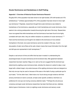 Ocular Dominance and Handedness in Golf Putting