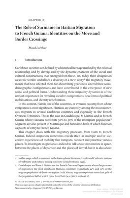 The Role of Suriname in Haitian Migration to French Guiana: Identities on the Move and Border Crossings