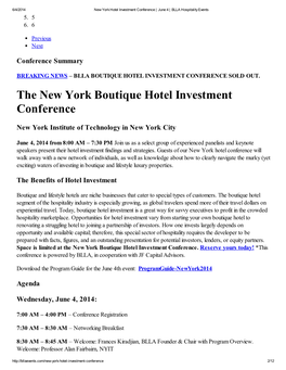 The New York Boutique Hotel Investment Conference