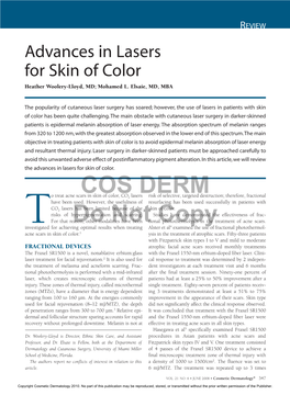 Advances in Lasers for Skin of Color Heather Woolery-Lloyd, MD; Mohamed L