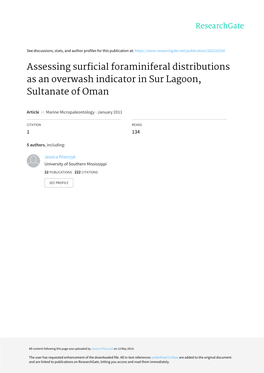 Assessing Surficial Foraminiferal Distributions As an Overwash Indicator in Sur Lagoon, Sultanate of Oman