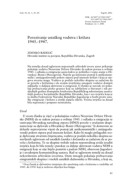 Povezivanje Ustaπkog Vodstva I Kriêara 1945.-1947