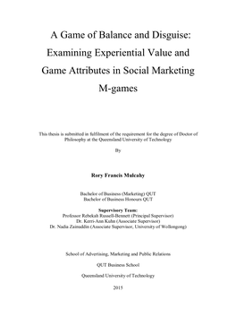 Examining Experiential Value and Game Attributes in Social Marketing M-Games