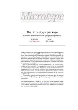 The Microtype Package Subliminal Reﬁnements Towards Typographical Perfection