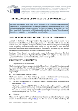 Developments up to the Single European Act