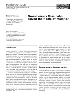 Grassi Versus Ross: Who Solved the Riddle of Malaria?