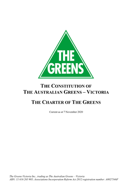 The Constitution of the Australian Greens – Victoria the Charter of The