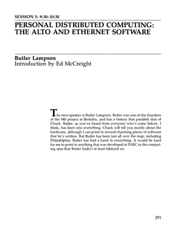 Personal Distributed Computing: the Alto and Ethernet Software