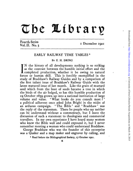 Fourth Series T^ , Vol. II. No. 3 I December 1921 EARLY RAILWAY