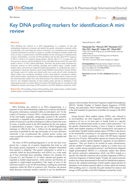 Key DNA Profiling Markers for Identification: a Mini Review