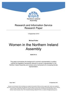 Women in the Northern Ireland Assembly