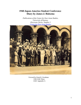 1940 Japan-America Student Conference Diary by James J. Halsema