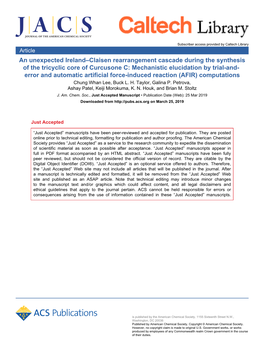 An Unexpected Ireland–Claisen Rearrangement Cascade During the Synthesis of the Tricyclic Core of Curcusone C