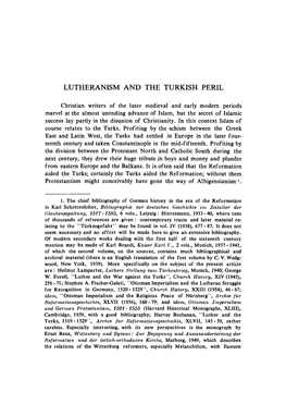 Lutheranism and the Turkish Peril