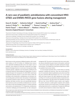 GTSE1 and EWSR1- PATZ1 Gene Fusions Altering Management