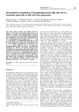 P53-Mediated Accumulation of Hypophosphorylated Prb After the G1 Restriction Point Fails to Halt Cell Cycle Progression