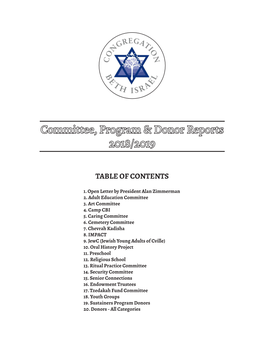 Committee, Program & Donor Reports 2018/2019