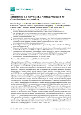 Maitotoxin-4, a Novel MTX Analog Produced by Gambierdiscus Excentricus