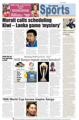 Murali Calls Scheduling Kiwi – Lanka Game 'Mystery'
