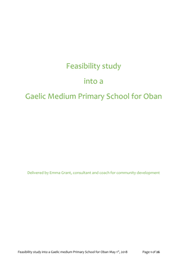 Feasibility Study Into a Gaelic Medium Primary School for Oban