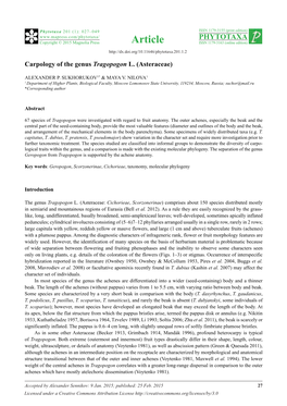 Carpology of the Genus Tragopogon L. (Asteraceae)