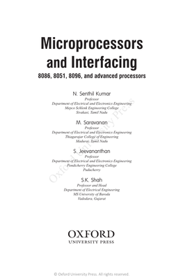 Microprocessors and Interfacing 8086, 8051, 8096, and Advanced Processors
