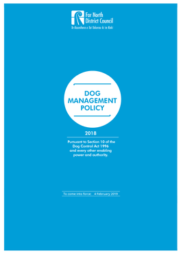 Dog Management Policy 2018(PDF, 5MB)