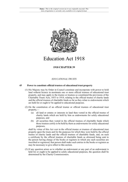 Education Act 1918