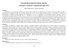 Polish Research in High Arctic Polský Výzkum V