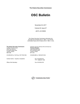 OSC Bulletin