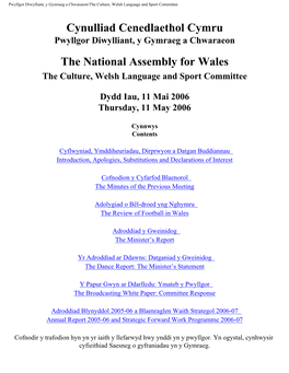 Pwyllgor Diwylliant, Y Gymraeg a Chwaraeon/The Culture, Welsh Language and Sport Committee