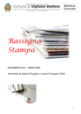 Rassegna Stampa Anno 2019 Num. 32