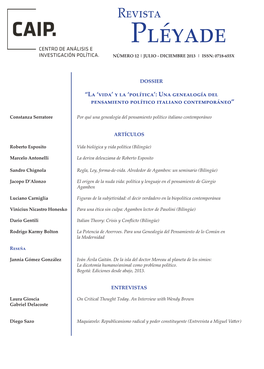 Pléyade NÚMERO 12 | JULIO - DICIEMBRE 2013 | ISSN: 0718-655X