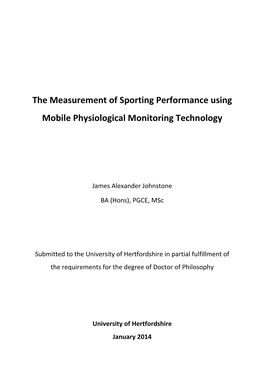 The Measurement of Sporting Performance Using Mobile Physiological Monitoring Technology