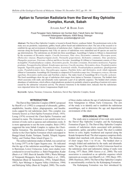 Aptian to Turonian Radiolaria from the Darvel Bay Ophiolite Complex, Kunak, Sabah